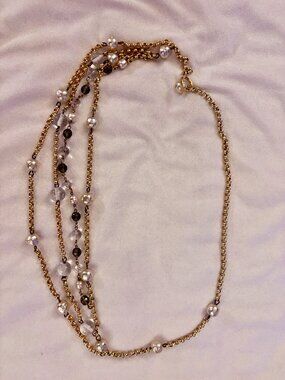 Gold Pearl Embellished Chain Belt